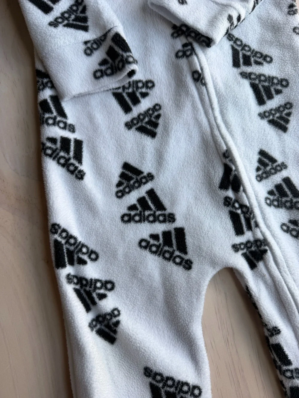 adidas White and Black Fleece Baby Onesie